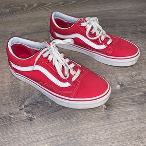 Women’s/men’s red low top vans